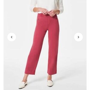 SPANX Cropped Wide-Leg Pants in Rose Red